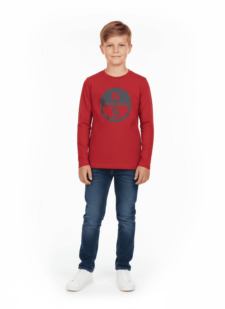 ДЕТСКА ТЕНИСКА С ДЪЛЪГ РЪКАВ NORTH SAILS, ЧЕРВЕНА
