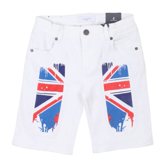 Бермуди за бебе от бул с 5 джоба с щампована апликация