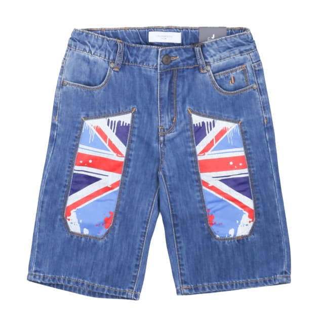 Бермуди дънки с щампована апликация