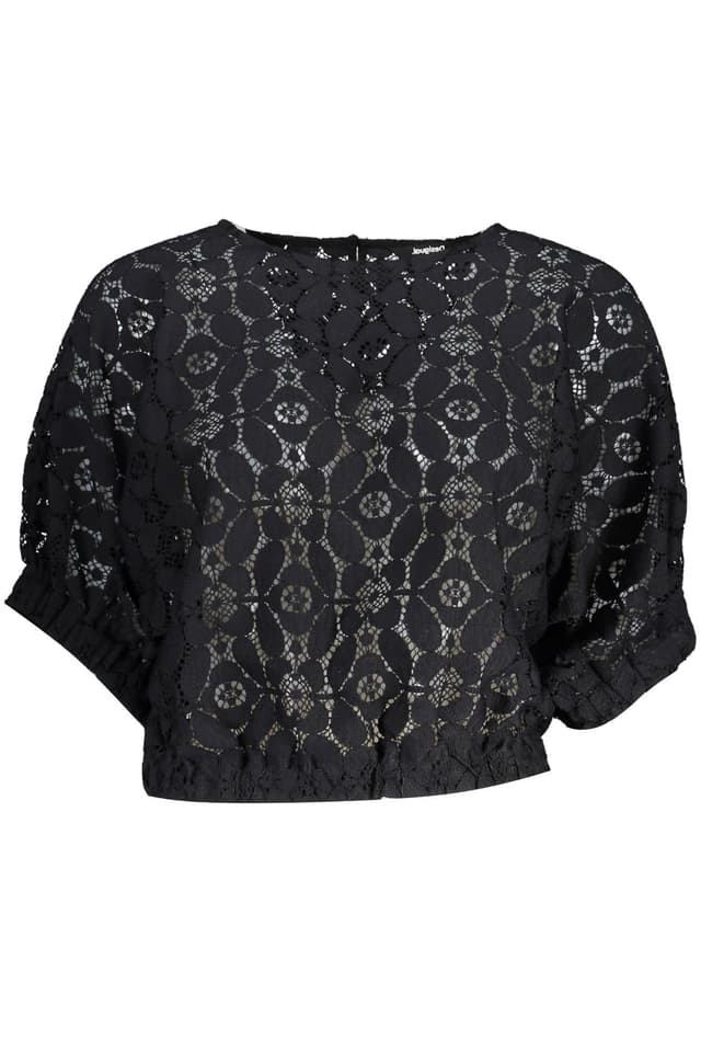 ЧЕРНА ЖЕНСКА ТЕНИСКА С КЪС РЪКАВ DESIGUAL