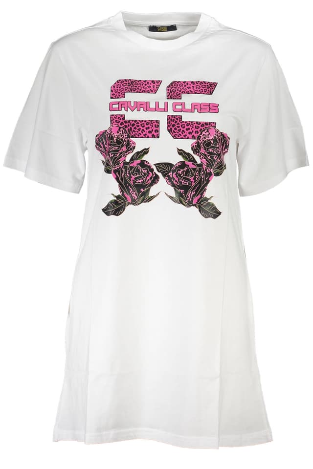 Къса рокля CAVALLI CLASS за жени, бяла