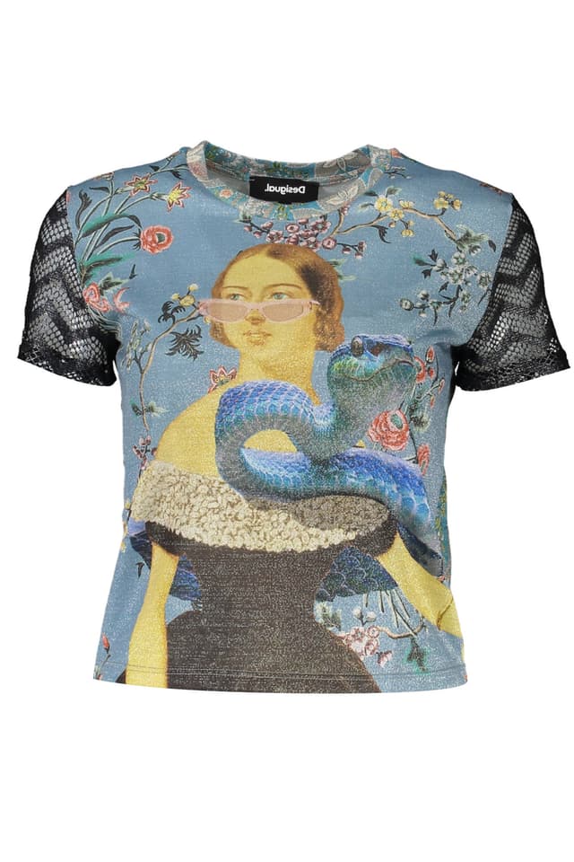 DESIGUAL ДАМСКА ТЕНИСКА С КЪС РЪКАВ, СИНЯ
