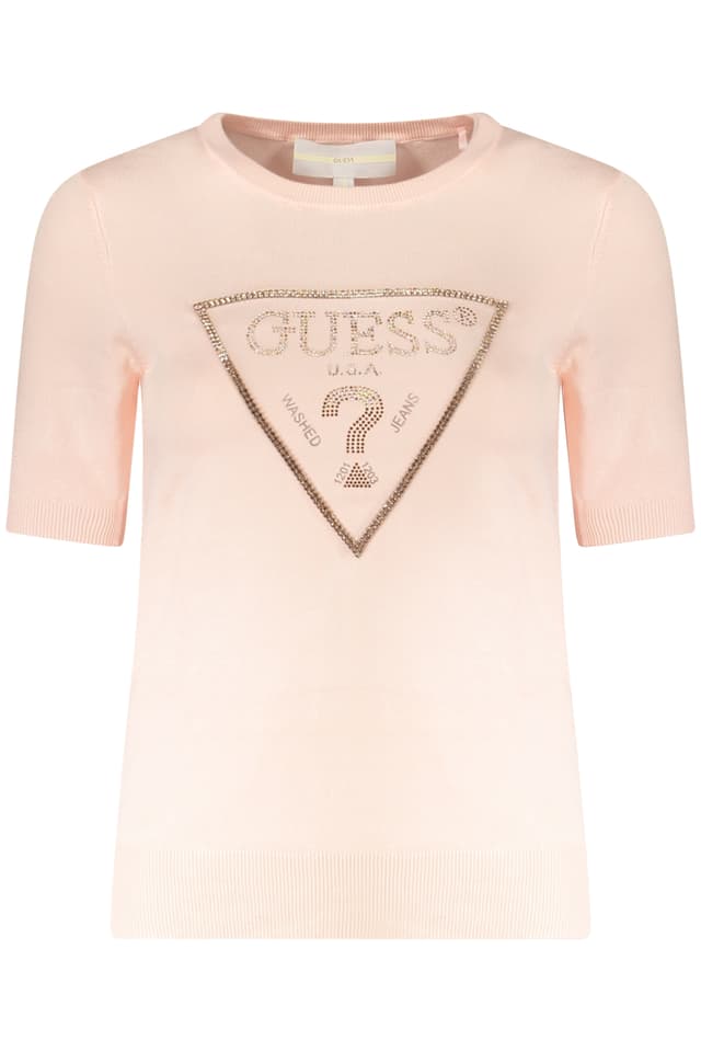 Дамски розов пуловер GUESS JEANS