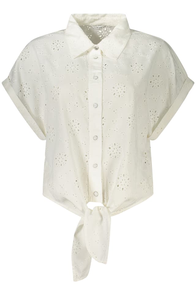 Дамска риза с къс ръкав GUESS JEANS, бяла