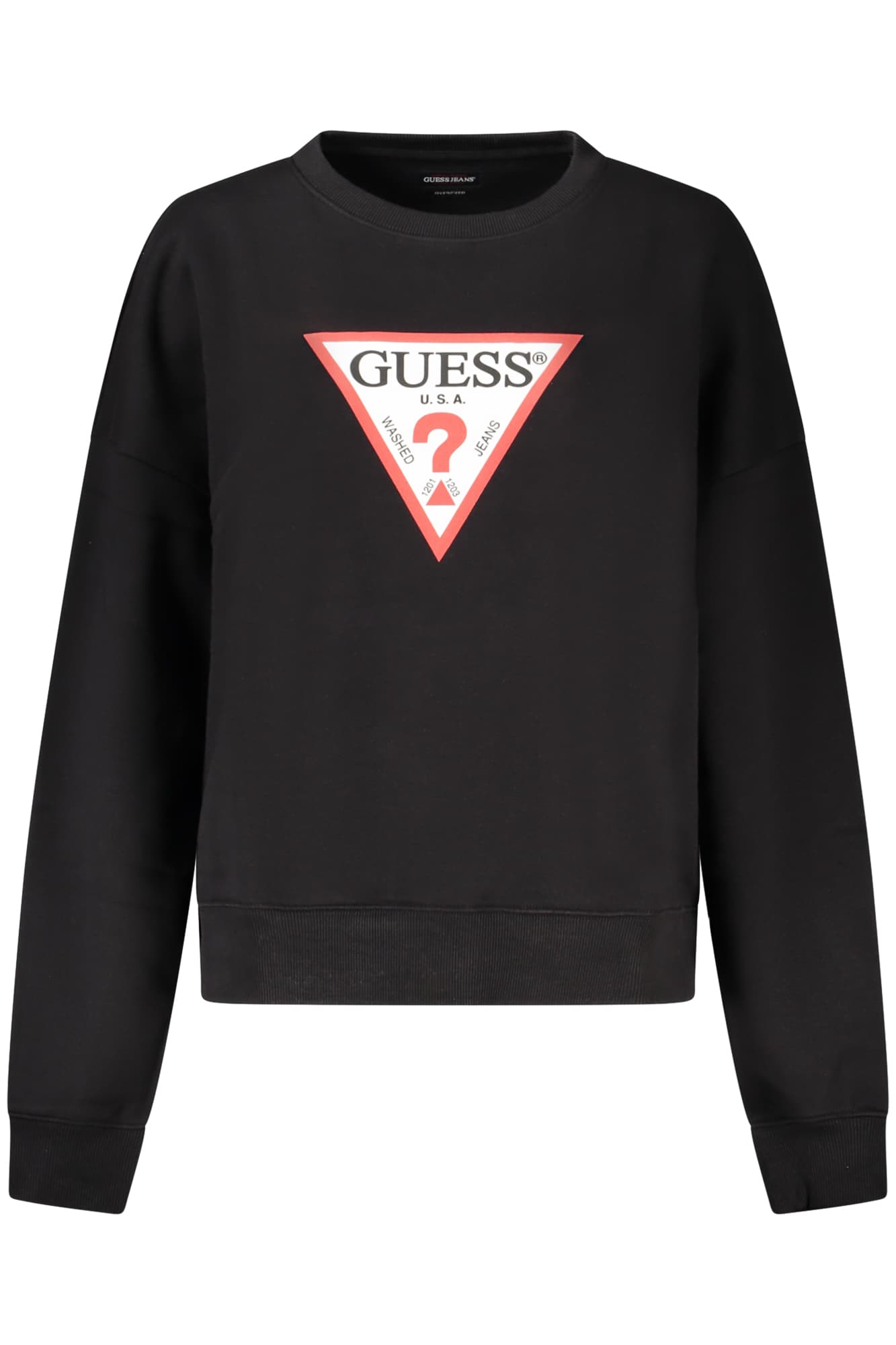 GUESS ДЪНКОВ СУИТШЪРТ БЕЗ ЦИП ДАМСКИ ЧЕРЕН - GUESS JEANS