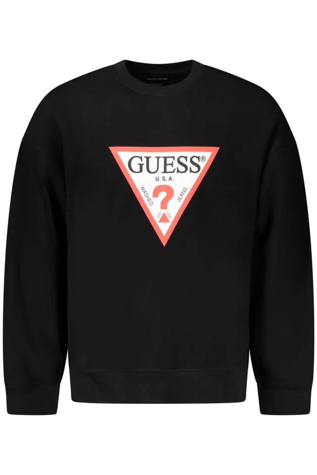 Мъжки суитшърт GUESS JEANS без цип, черен