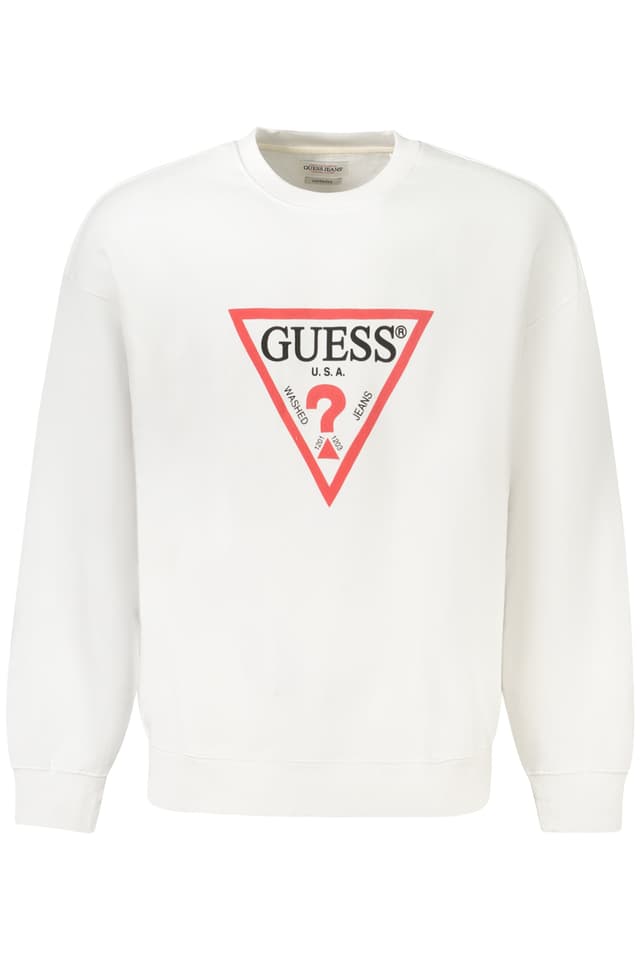 Мъжки суитшърт GUESS JEANS без цип, бял