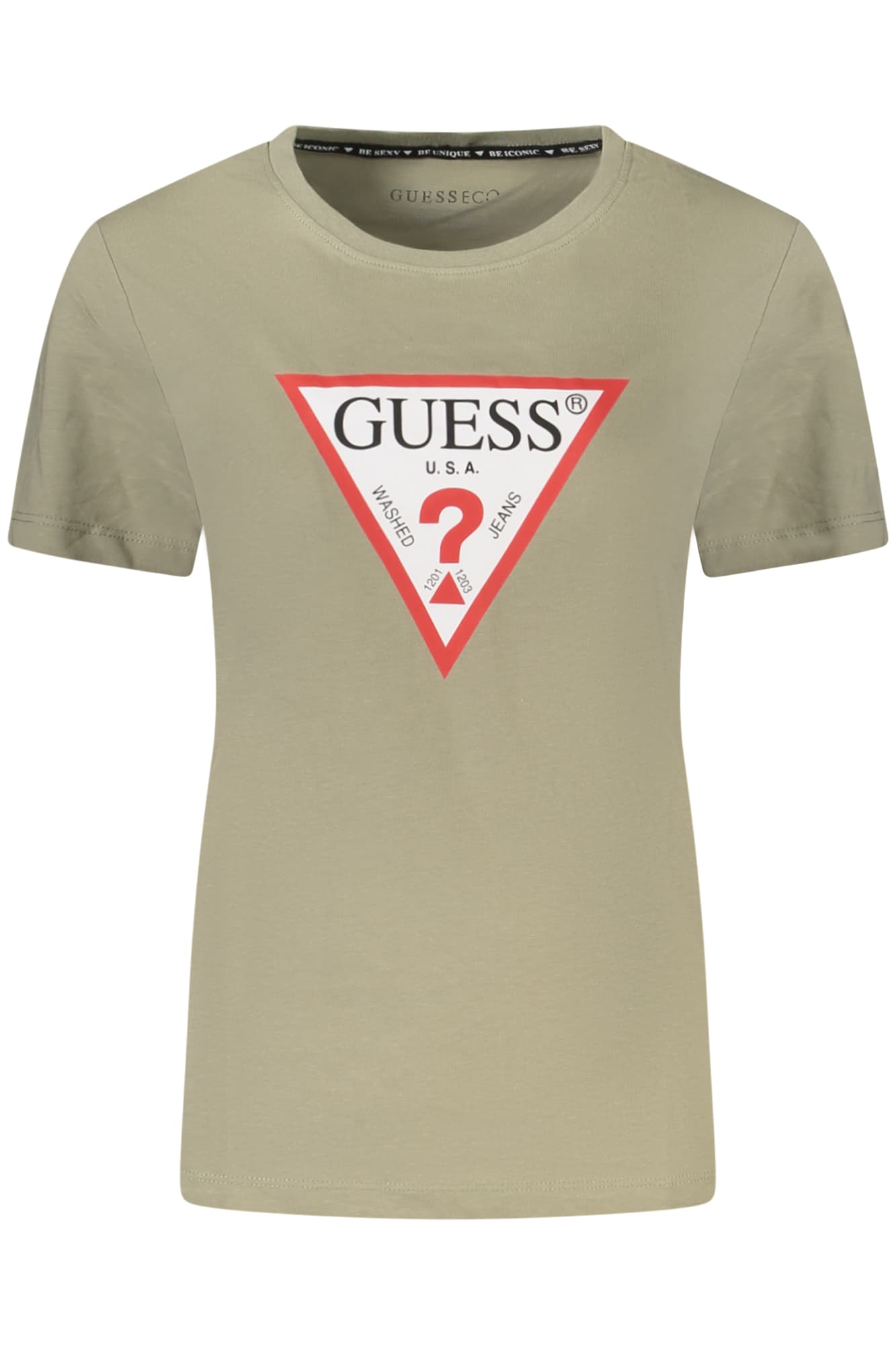 Дамска тениска с къс ръкав GUESS JEANS в зелен цвят - GUESS JEANS