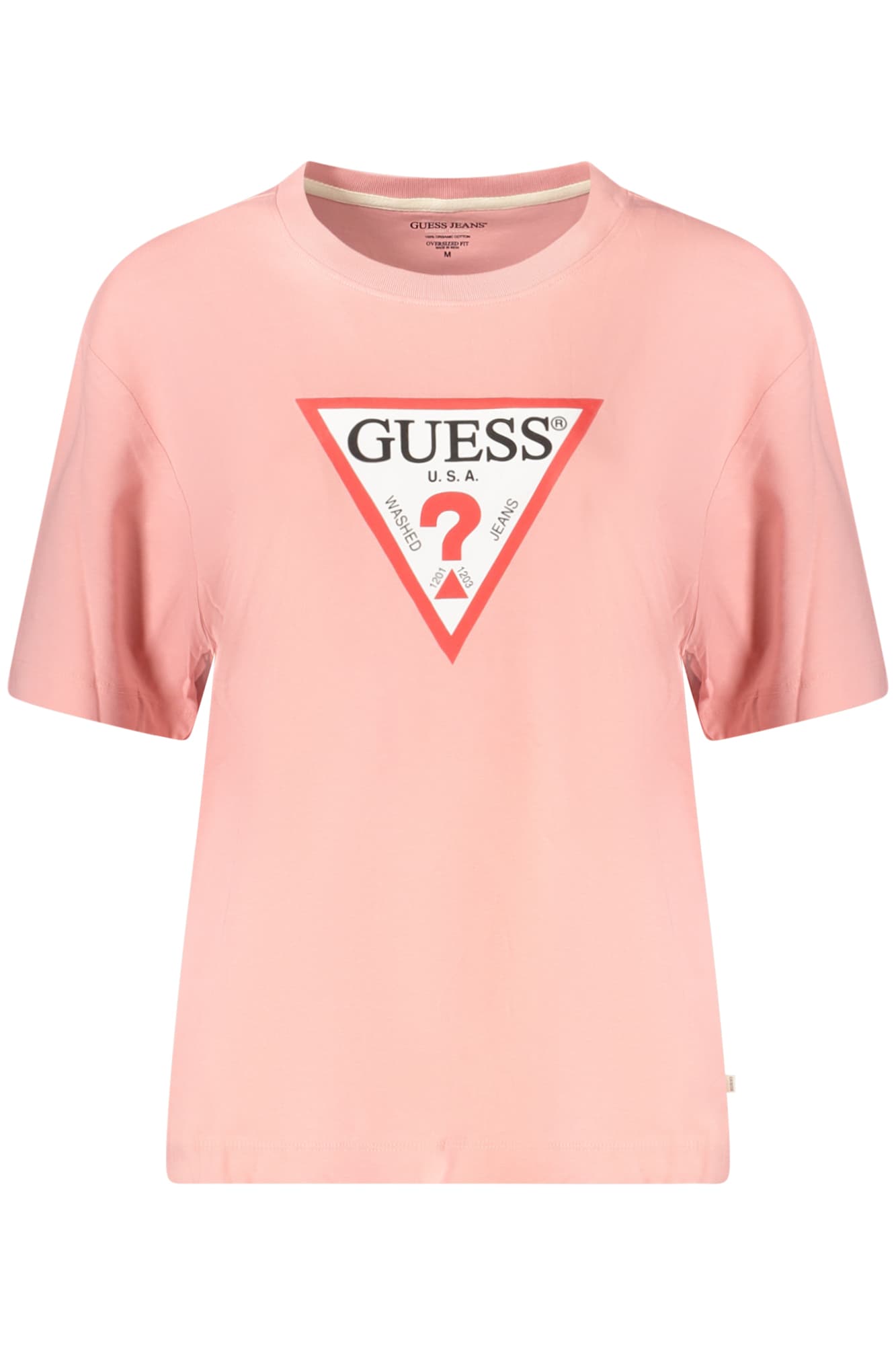 Дамска тениска с къс ръкав GUESS JEANS, розова - GUESS JEANS