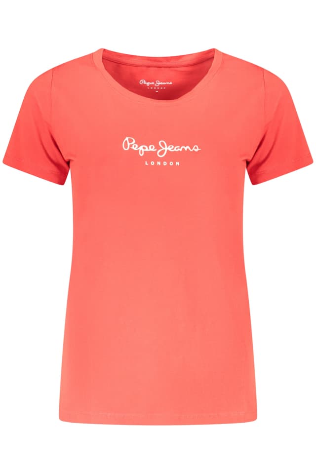 ДАМСКА ТЕНИСКА С КЪС РЪКАВ PEPE JEANS, ЧЕРВЕНА