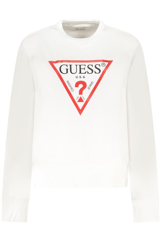 Дамски бял суитшърт с цип GUESS JEANS