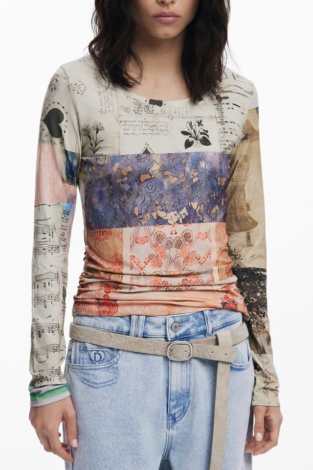 DESIGUAL ДАМСКА ТЕНИСКА С ДЪЛЪГ РЪКАВ, БЕЖОВА