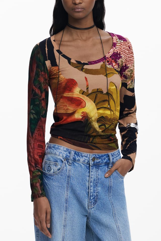 DESIGUAL ДАМСКА ТЕНИСКА С ДЪЛЪГ РЪКАВ, КАФЯВА