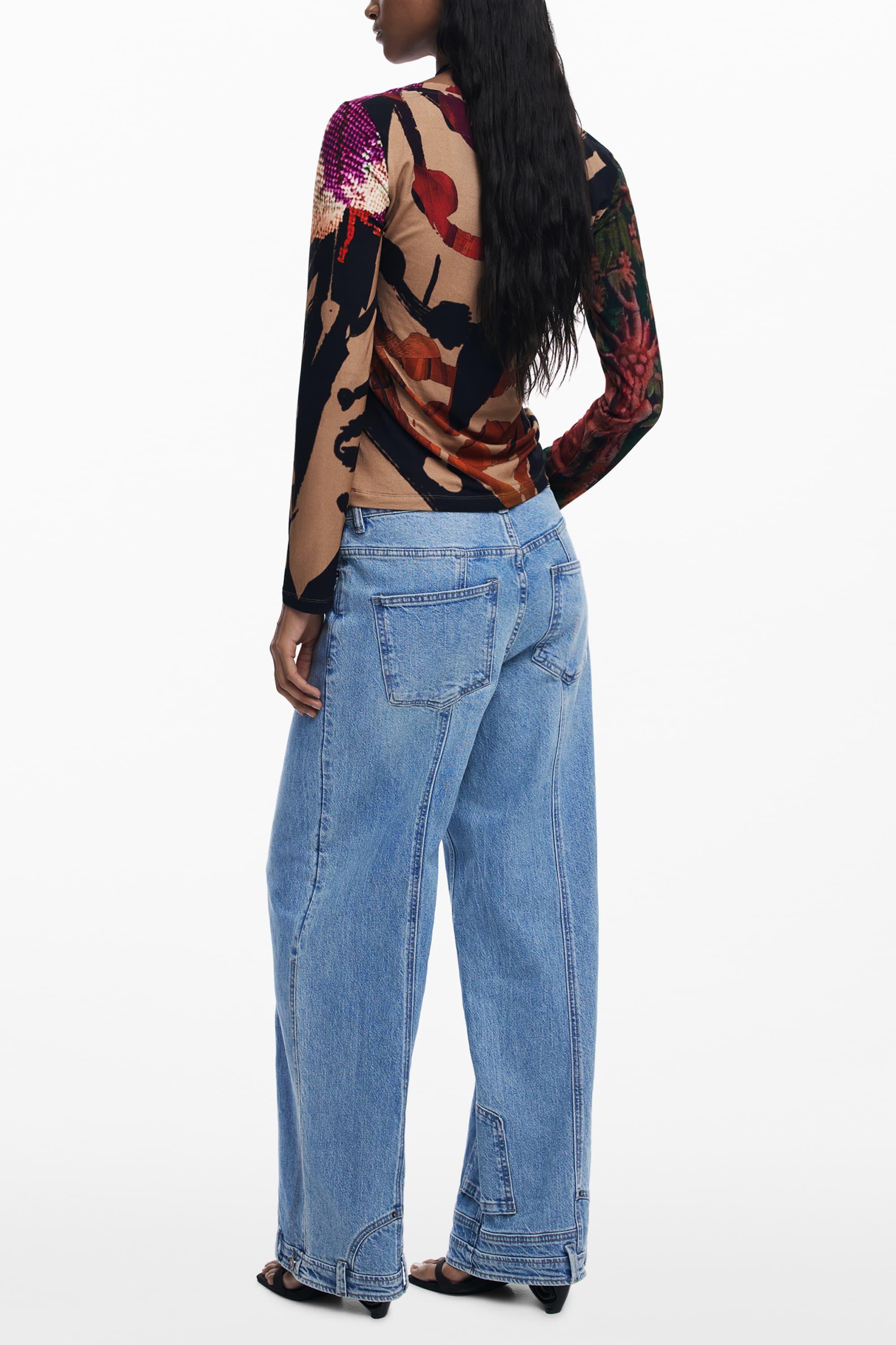 DESIGUAL ДАМСКА ТЕНИСКА С ДЪЛЪГ РЪКАВ, КАФЯВА - DESIGUAL