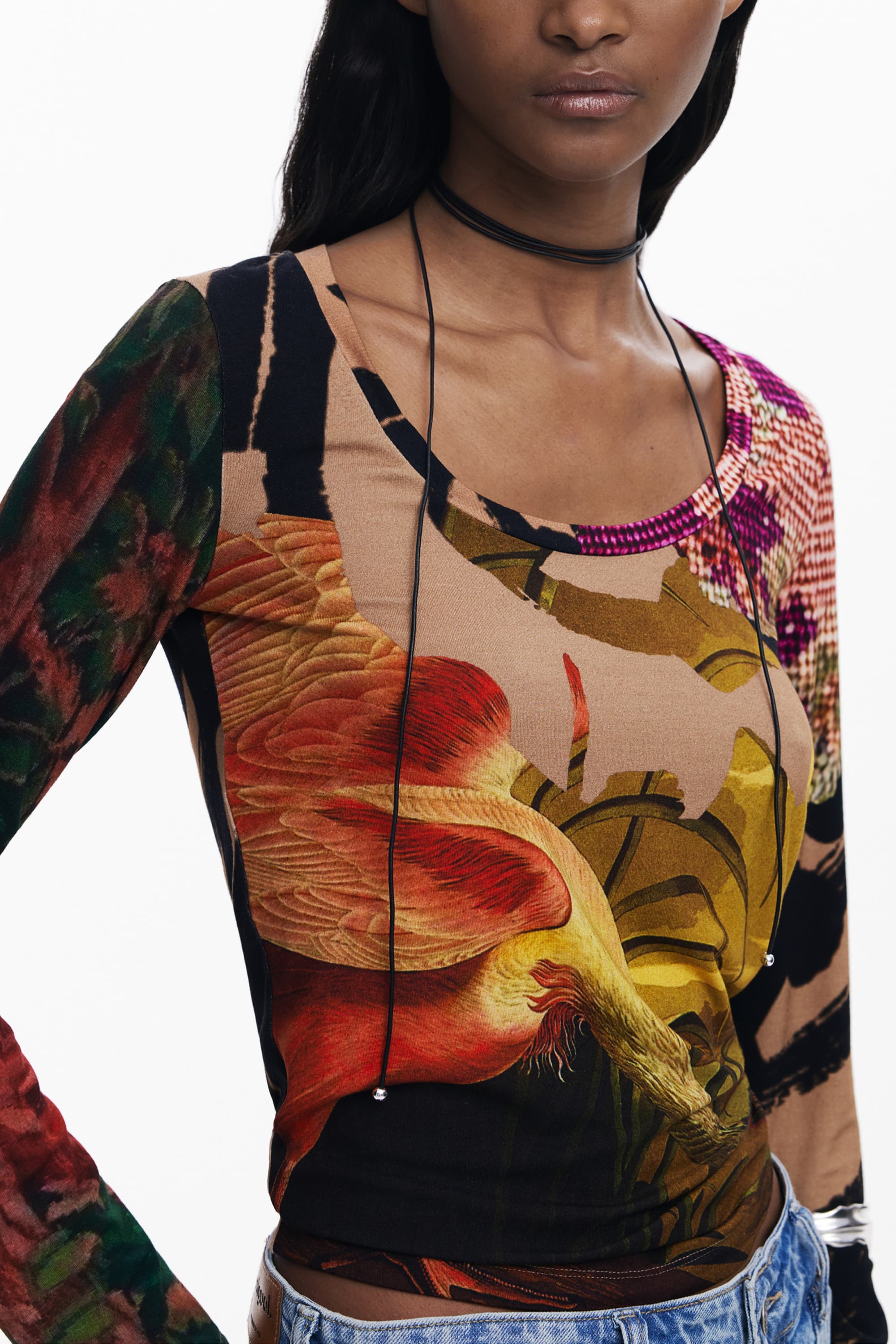 DESIGUAL ДАМСКА ТЕНИСКА С ДЪЛЪГ РЪКАВ, КАФЯВА - DESIGUAL