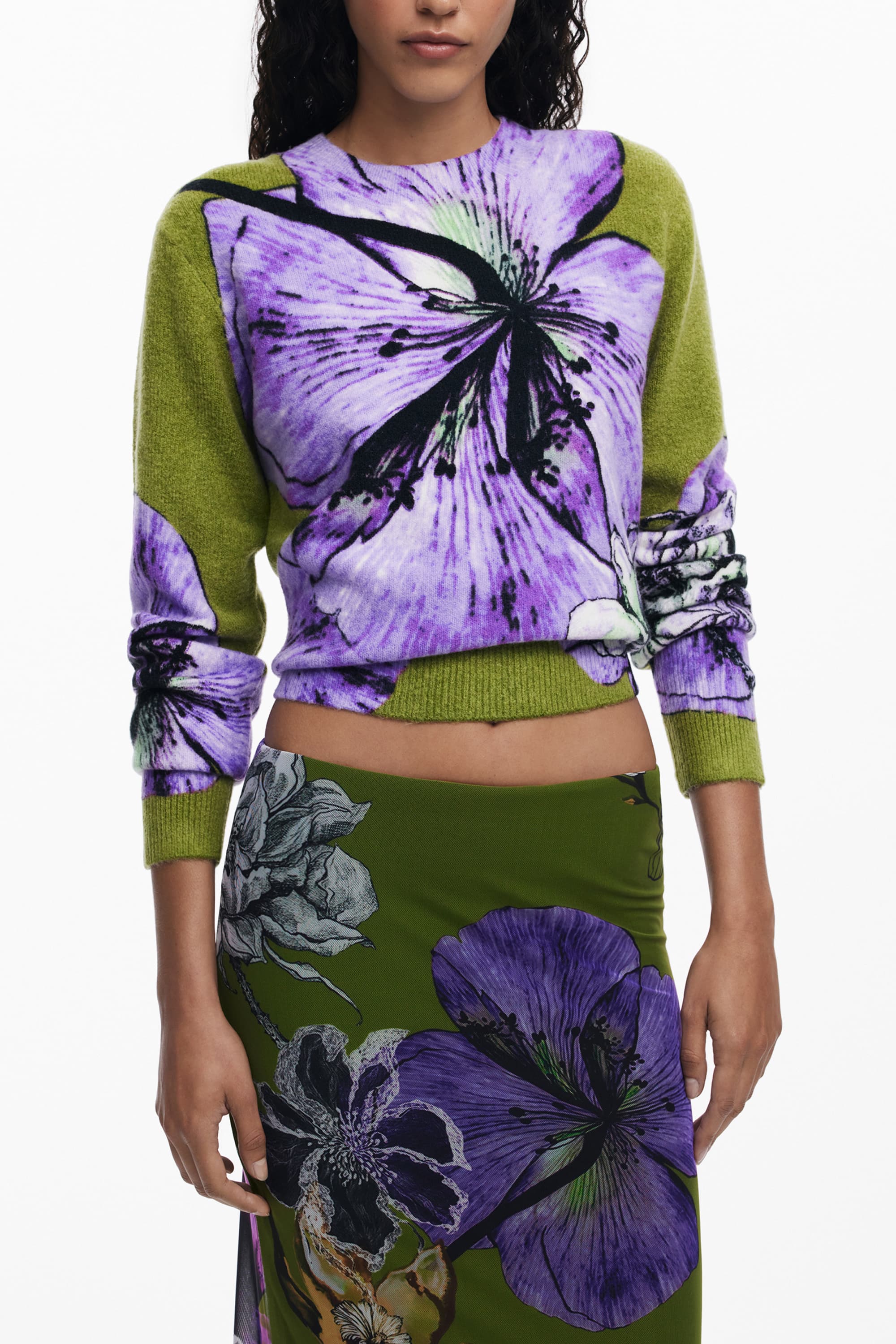 Дълга зелена пола за жени DESIGUAL - DESIGUAL