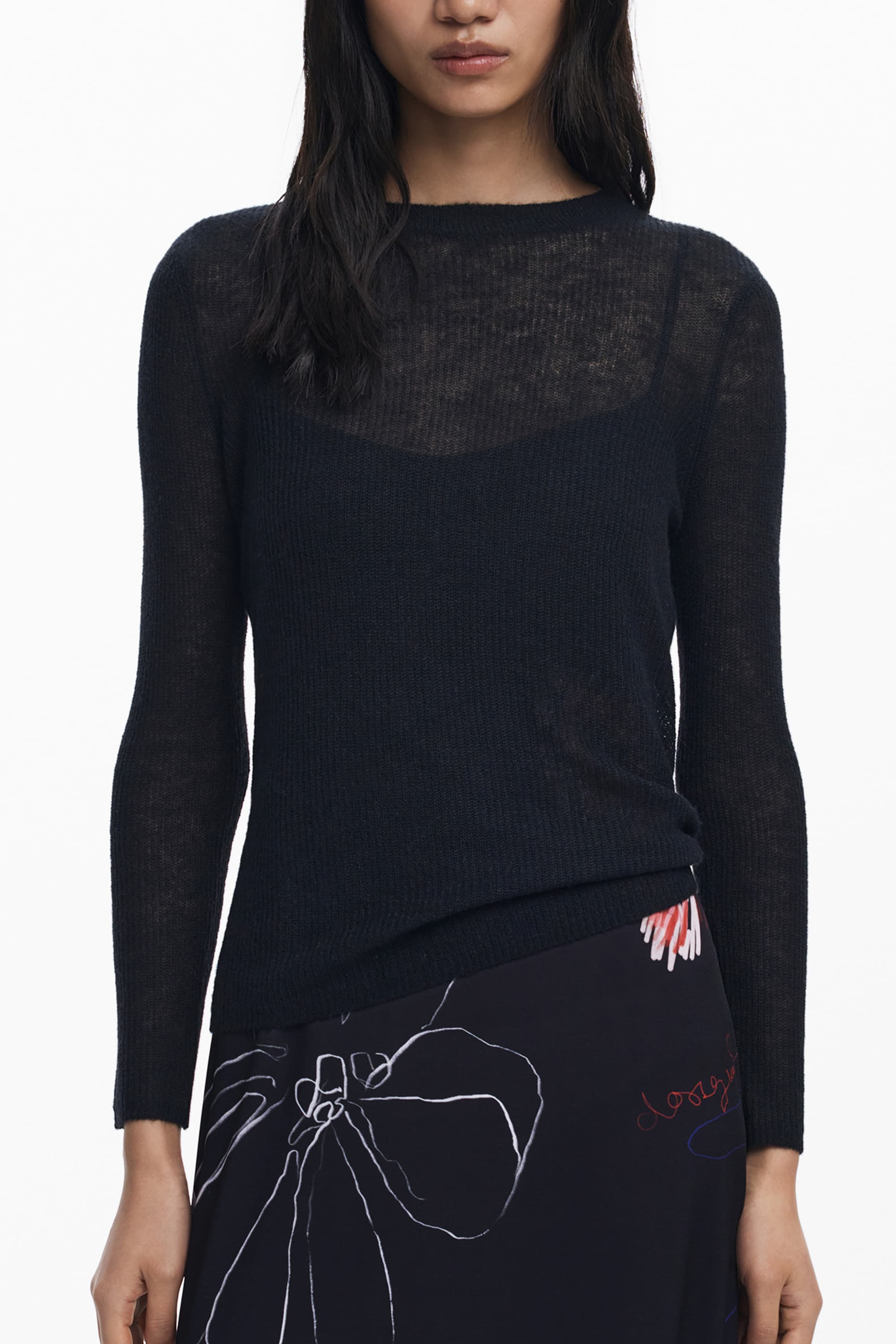 Дълга черна рокля за жени DESIGUAL - DESIGUAL