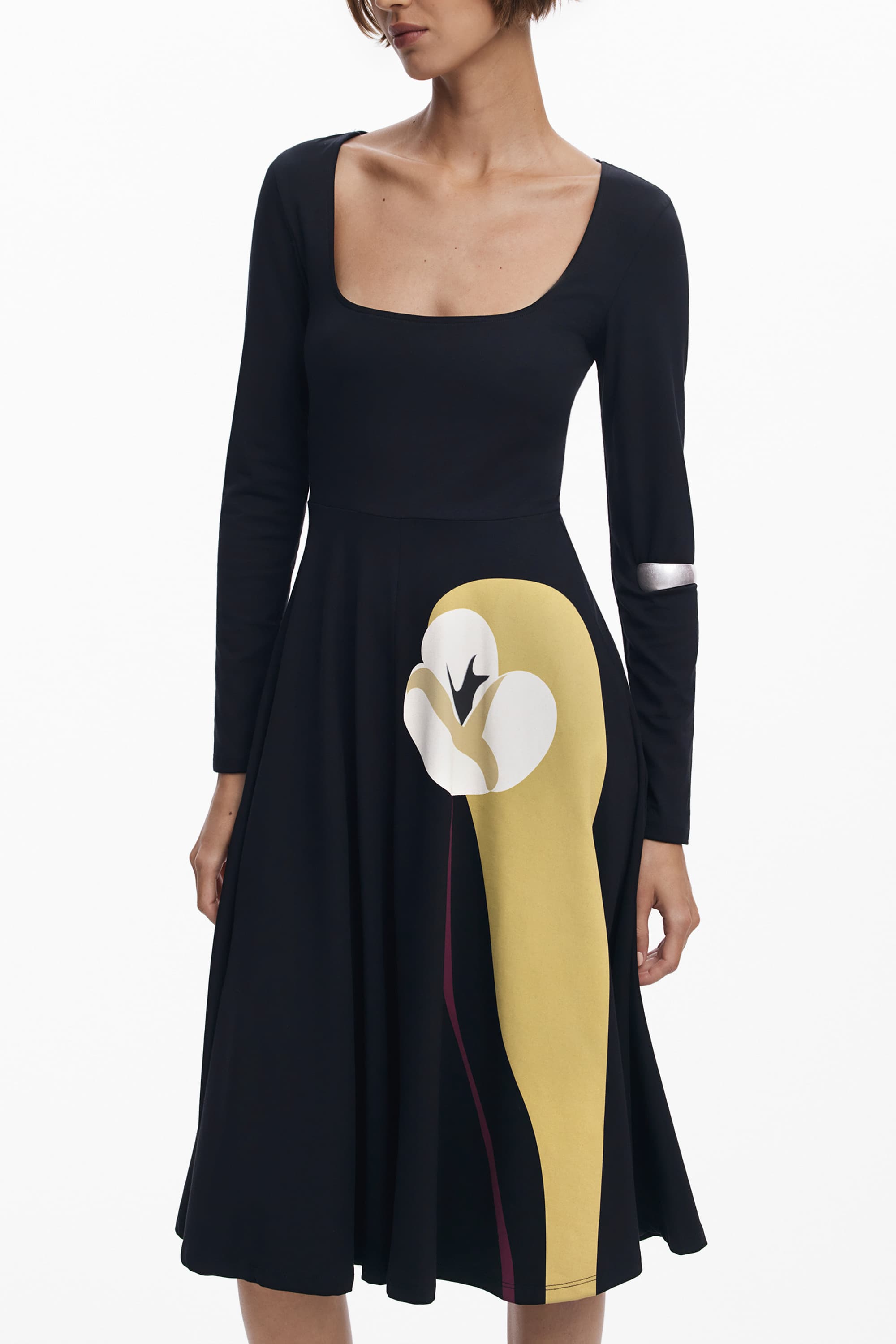 Дълга черна рокля за жени DESIGUAL - DESIGUAL