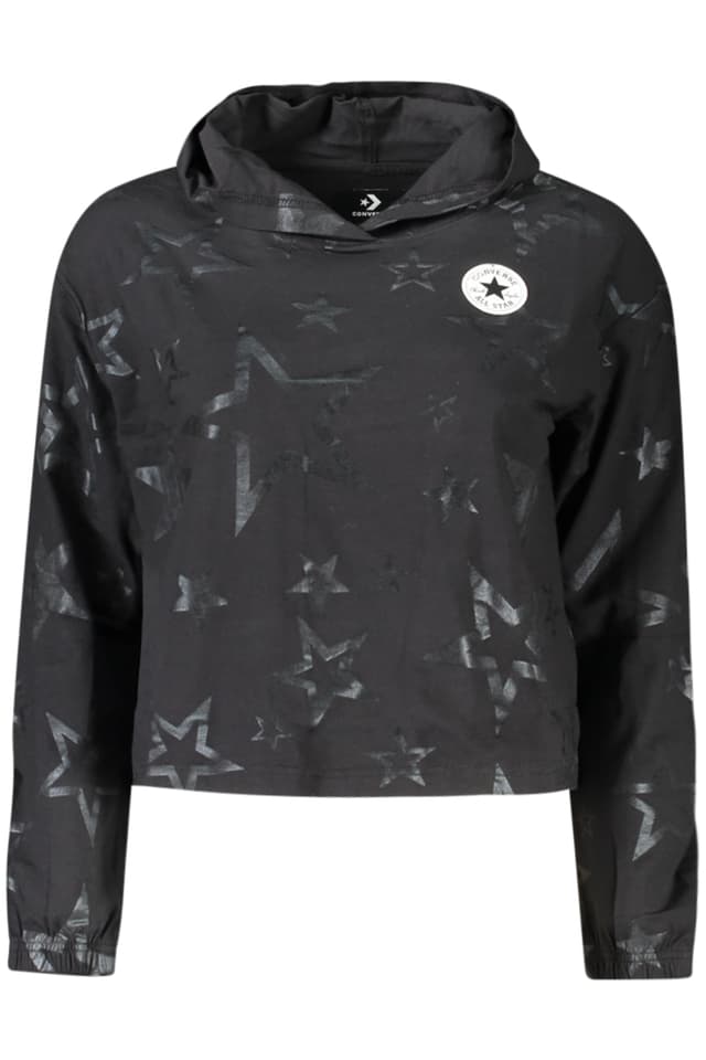 Тениска с дълъг ръкав Converse за момичета, черна