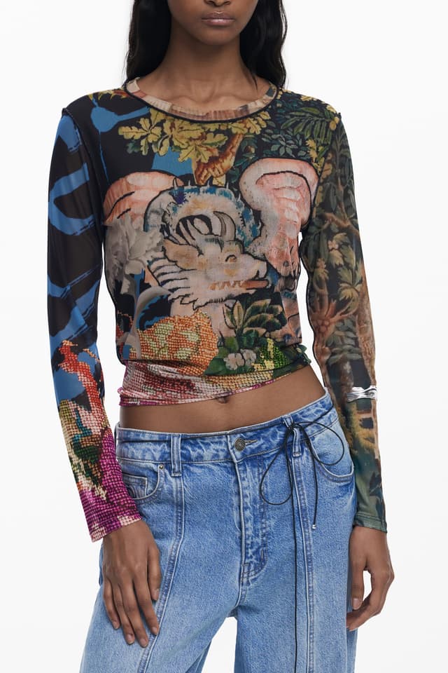 DESIGUAL ДАМСКА ТЕНИСКА С ДЪЛЪГ РЪКАВ, ЧЕРНА