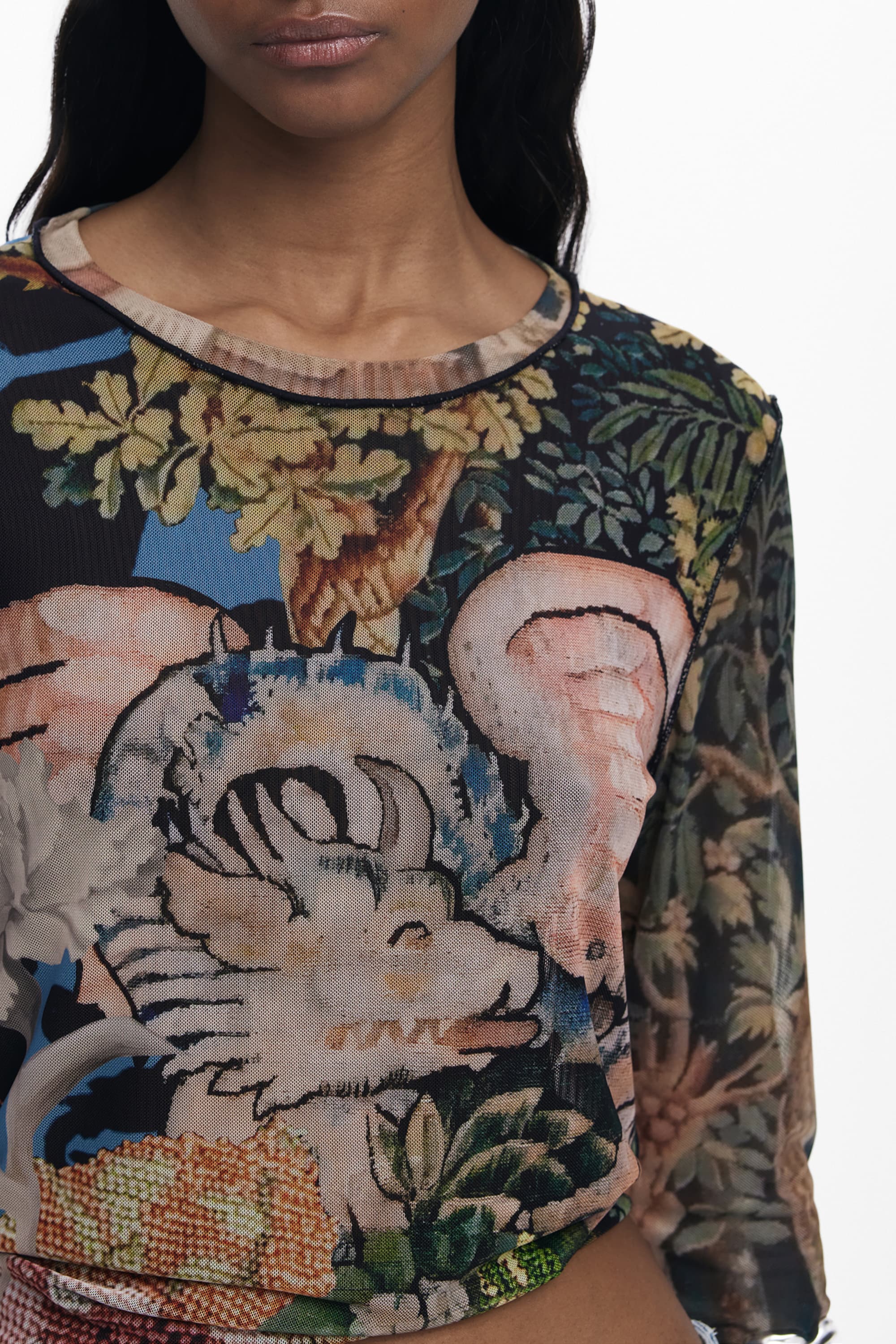 DESIGUAL ДАМСКА ТЕНИСКА С ДЪЛЪГ РЪКАВ, ЧЕРНА - DESIGUAL