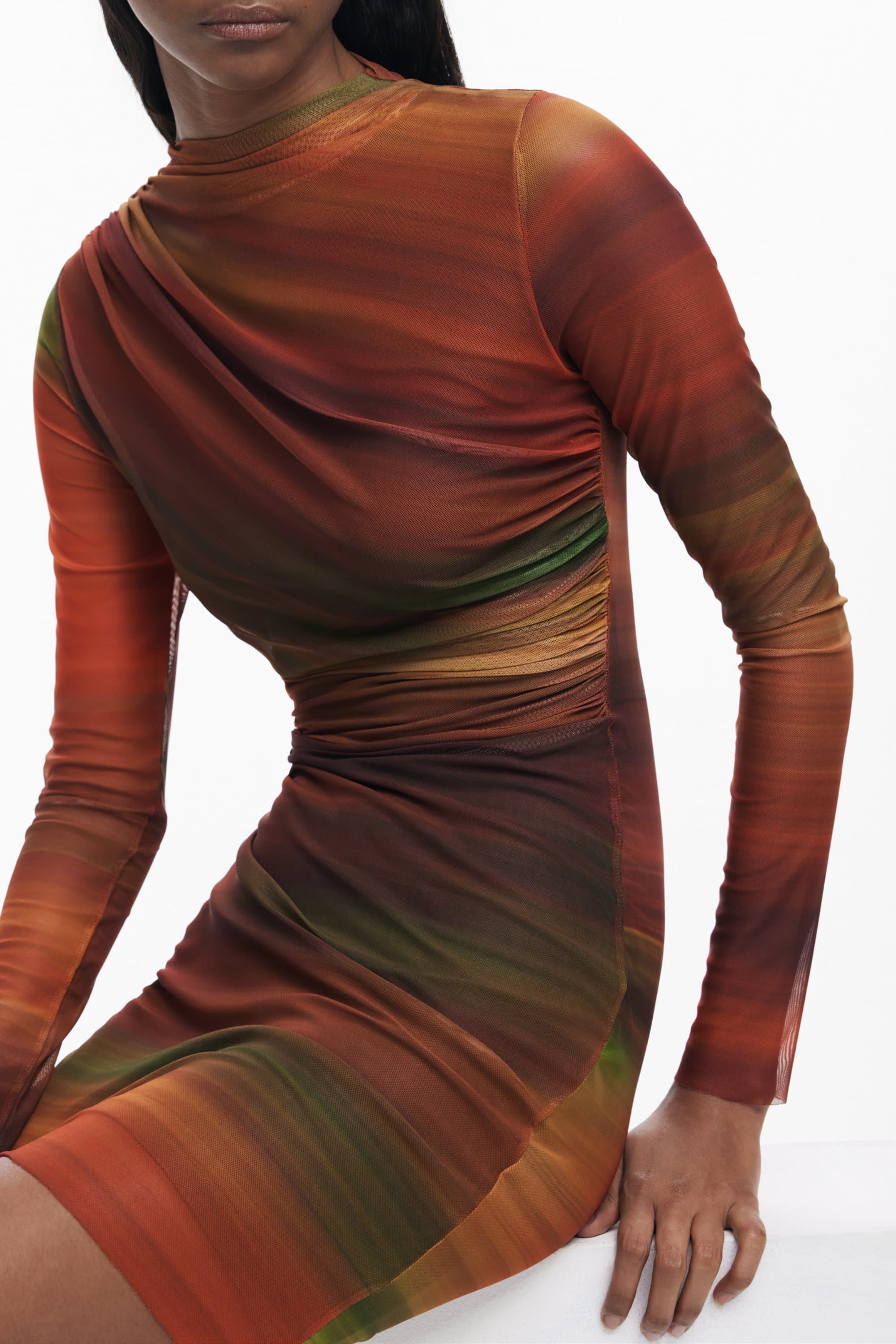 Къса дамска рокля DESIGUAL в оранжев цвят - DESIGUAL