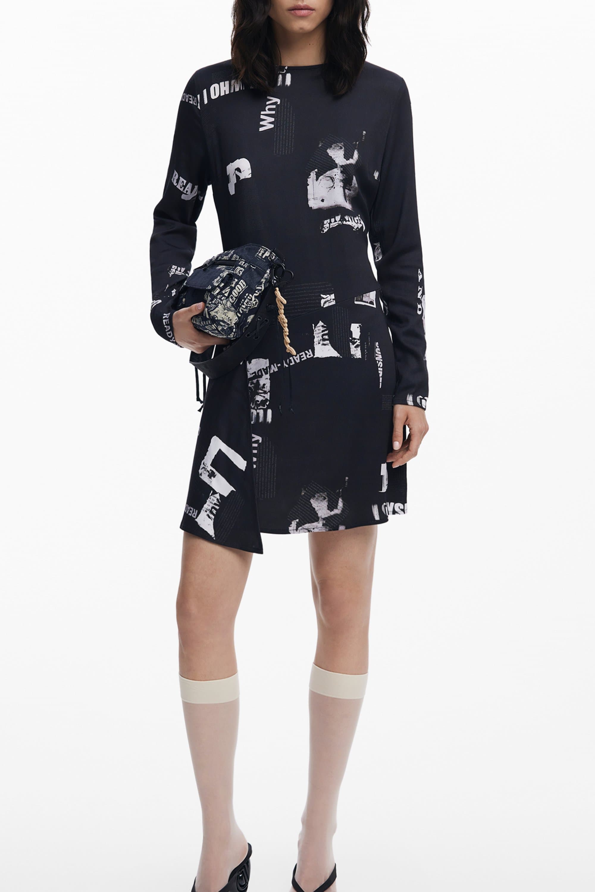 Къса черна рокля за жени DESIGUAL - DESIGUAL