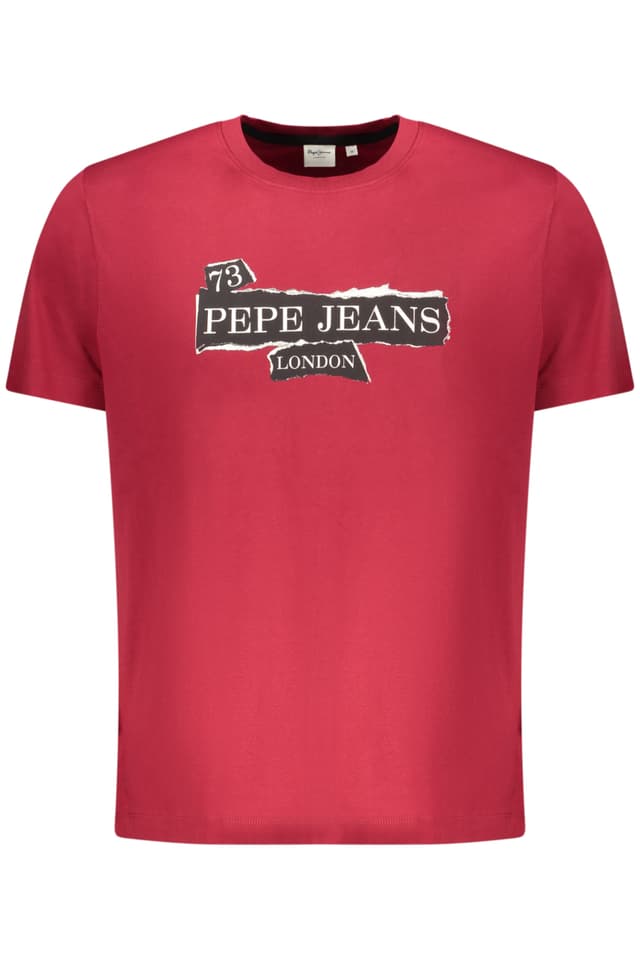 МЪЖКА ТЕНИСКА С КЪС РЪКАВ PEPE JEANS, ЧЕРВЕНА