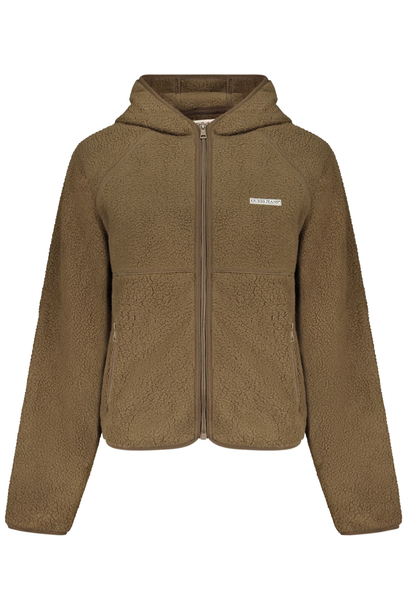 ДАМСКИ КАФЯВ СУИТШЪРТ С ЦИП GUESS JEANS - GUESS JEANS