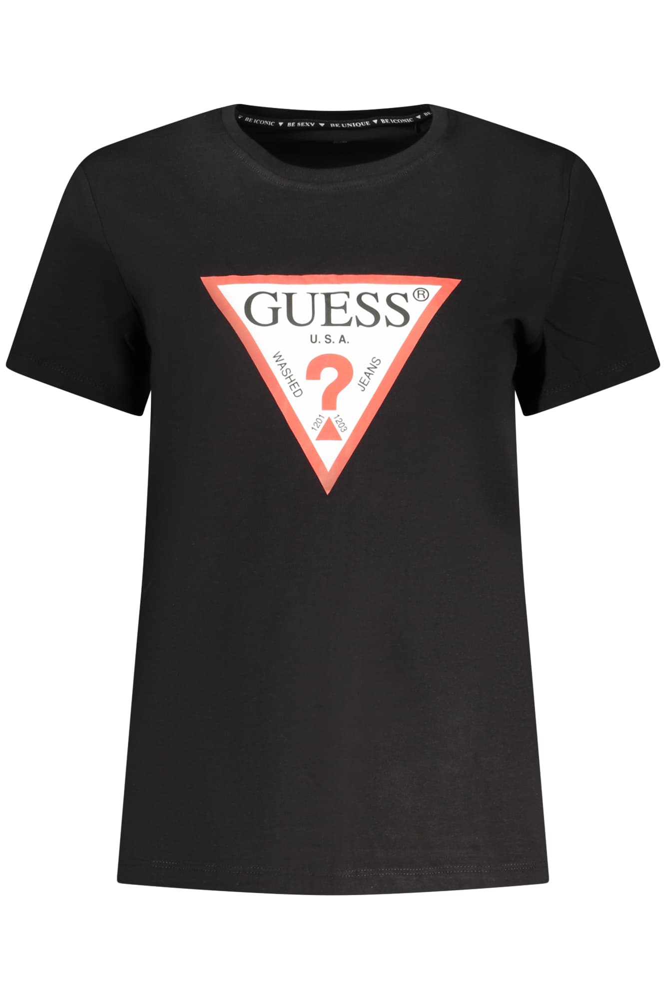 Дамска тениска с къс ръкав GUESS JEANS, черна - GUESS JEANS