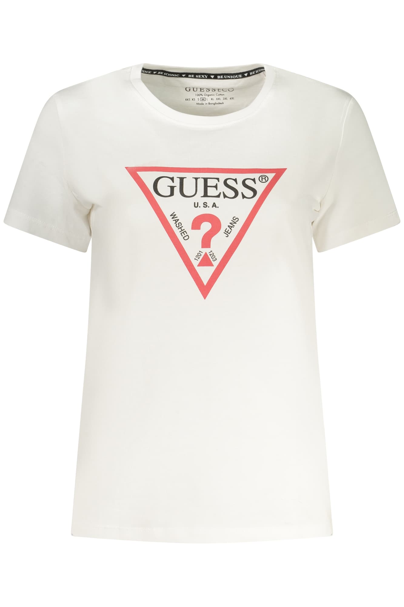 Дамска тениска с къс ръкав GUESS JEANS, бяла - GUESS JEANS