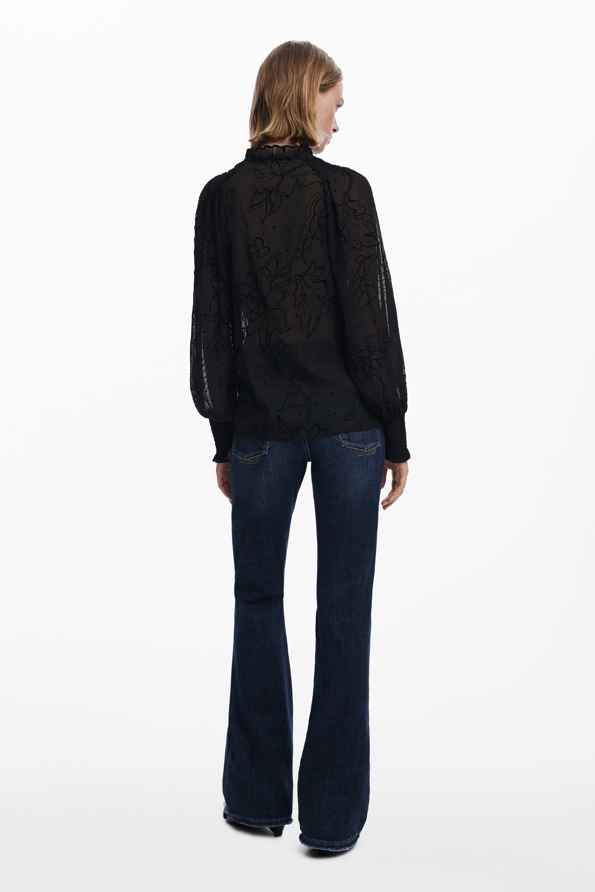 DESIGUAL ДАМСКА РИЗА С ДЪЛЪГ РЪКАВ, ЧЕРНА - DESIGUAL