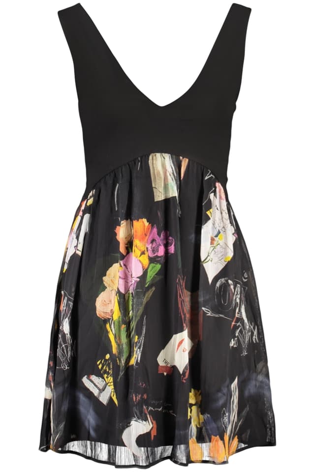 Къса рокля DESIGUAL за жени в черно