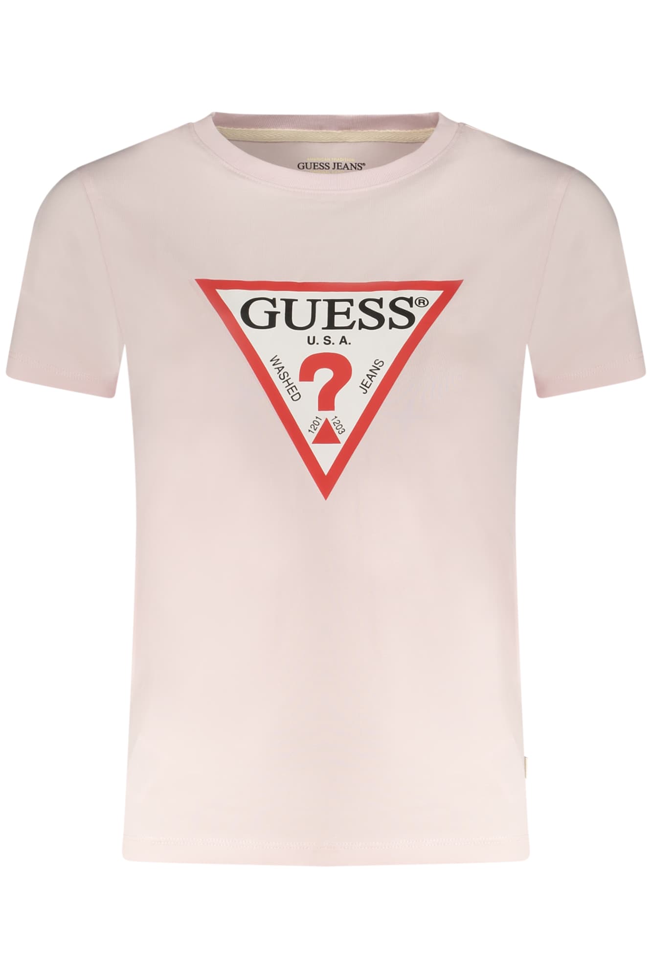 Дамска тениска с къс ръкав GUESS JEANS, розова - GUESS JEANS
