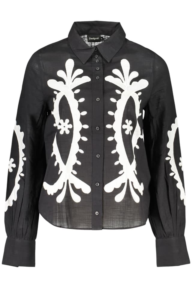 DESIGUAL ДАМСКА РИЗА С ДЪЛЪГ РЪКАВ, ЧЕРНА