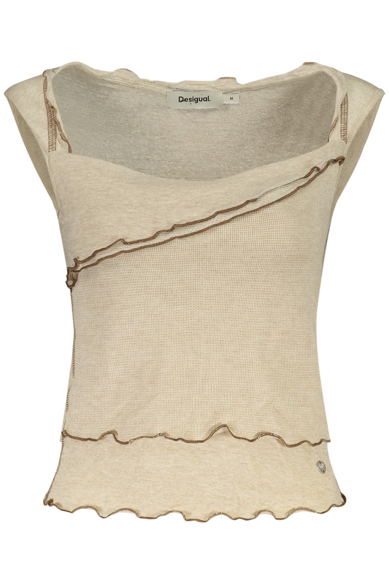 Дамски бежов потник DESIGUAL - DESIGUAL