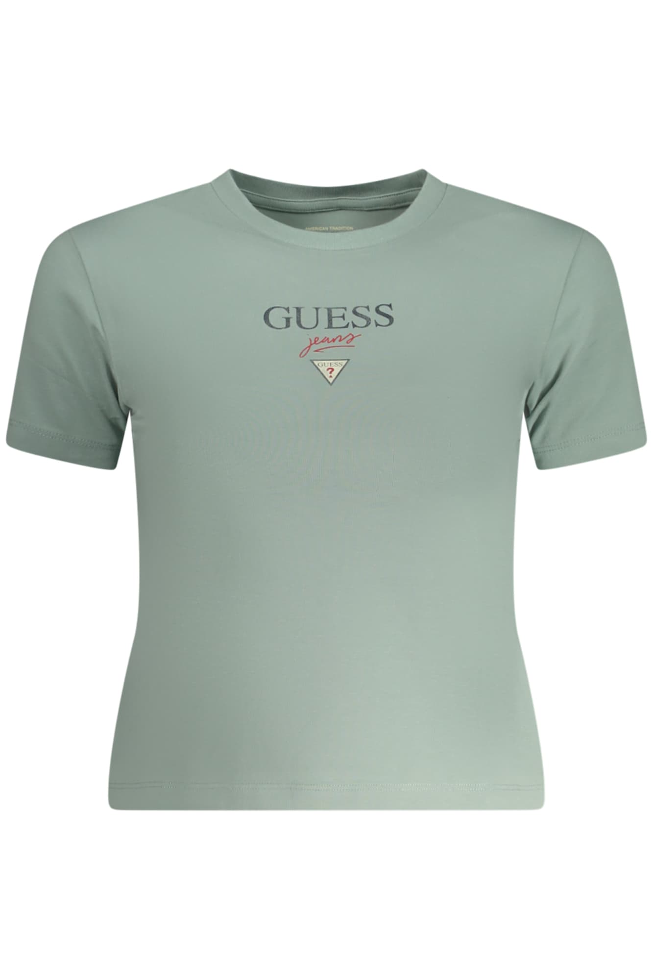 Дамска тениска с къс ръкав GUESS JEANS в зелен цвят - GUESS JEANS