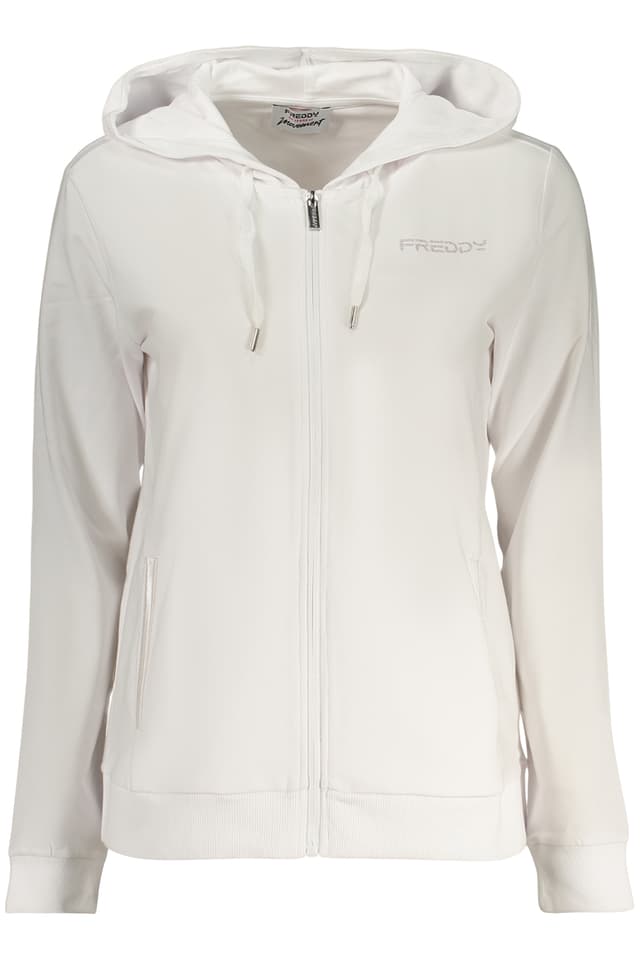 Дамски бял суитшърт с цип FREDDY