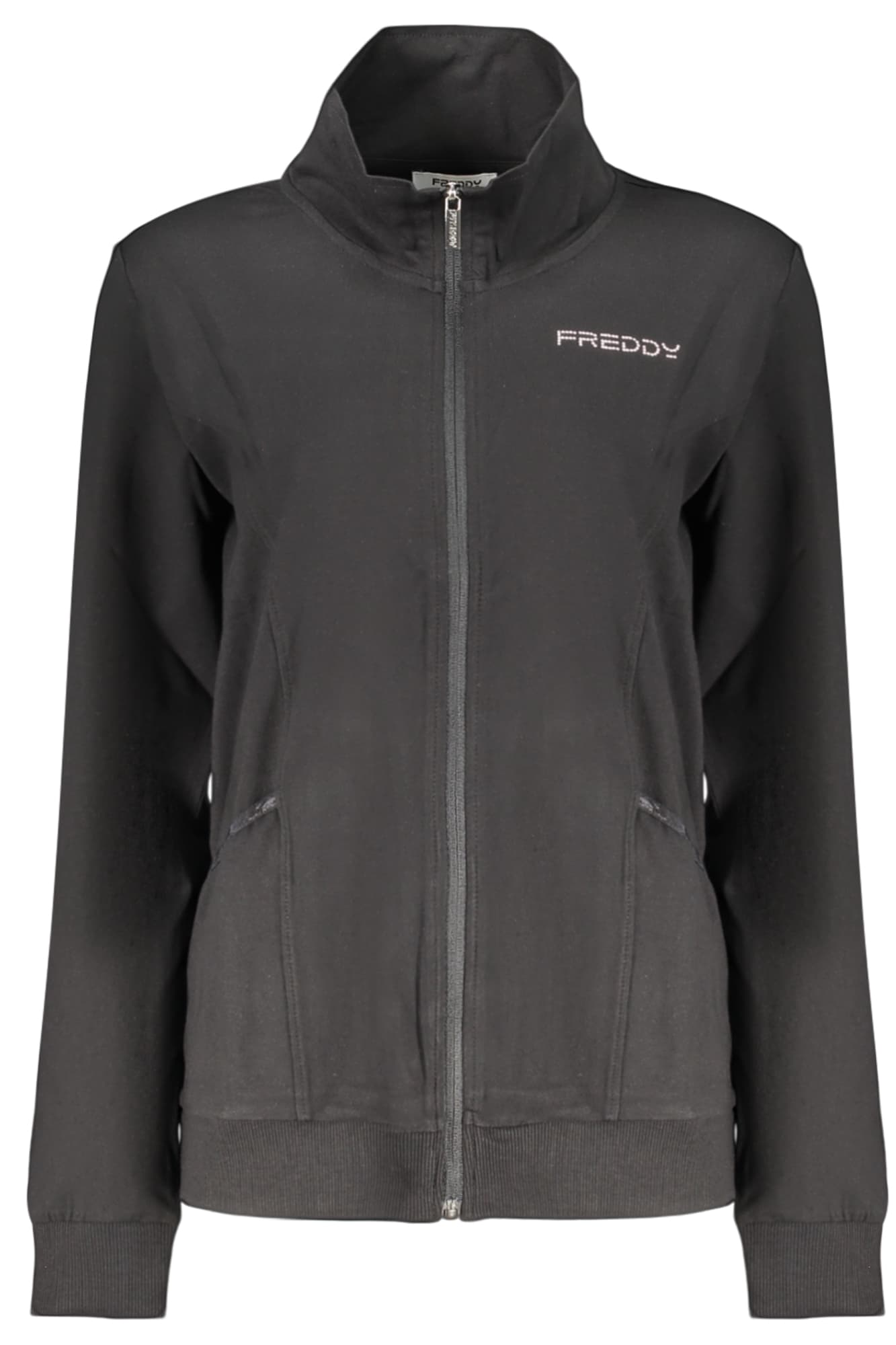 Дамски черен суитшърт с цип FREDDY - FREDDY