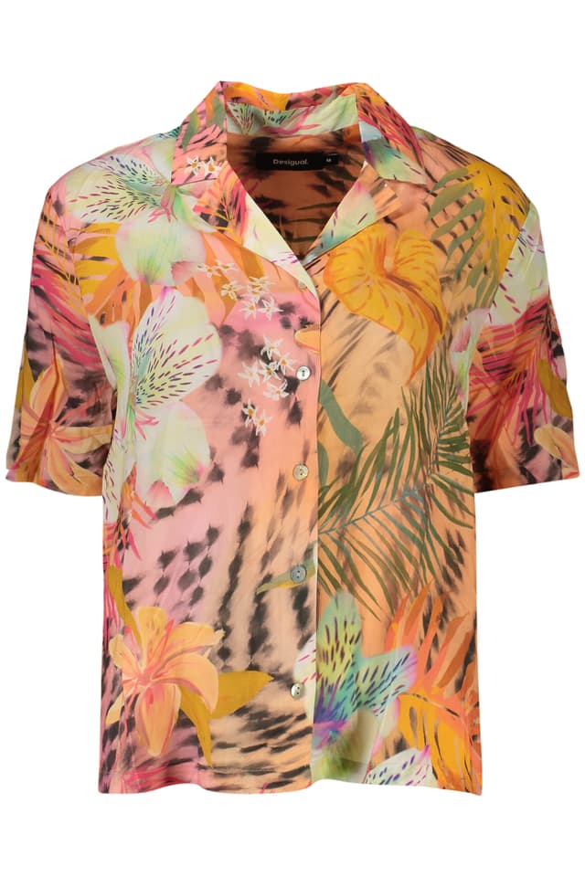 DESIGUAL ДАМСКА РИЗА С КЪС РЪКАВ, ОРАНЖЕВА