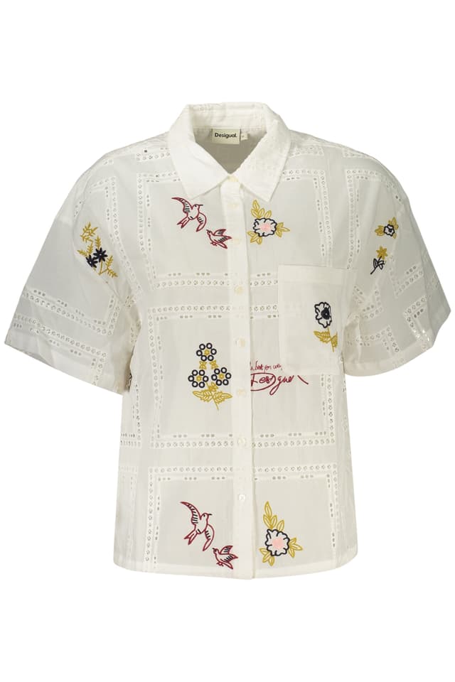 DESIGUAL ДАМСКА РИЗА С КЪС РЪКАВ, БЯЛА
