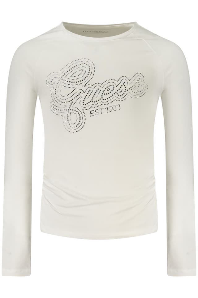 Тениска с дълъг ръкав GUESS JEANS за момичета, бяла