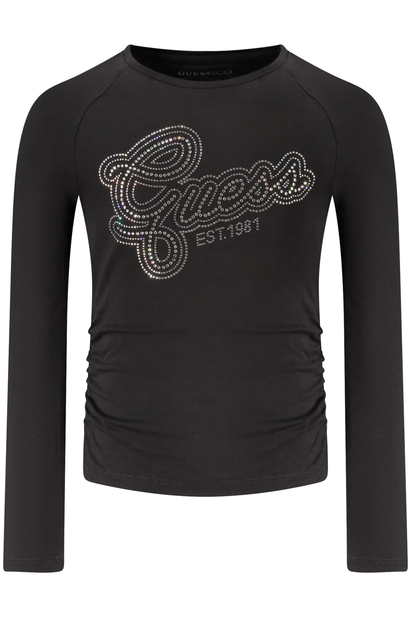 Тениска с дълъг ръкав GUESS JEANS за момичета, черна - GUESS JEANS