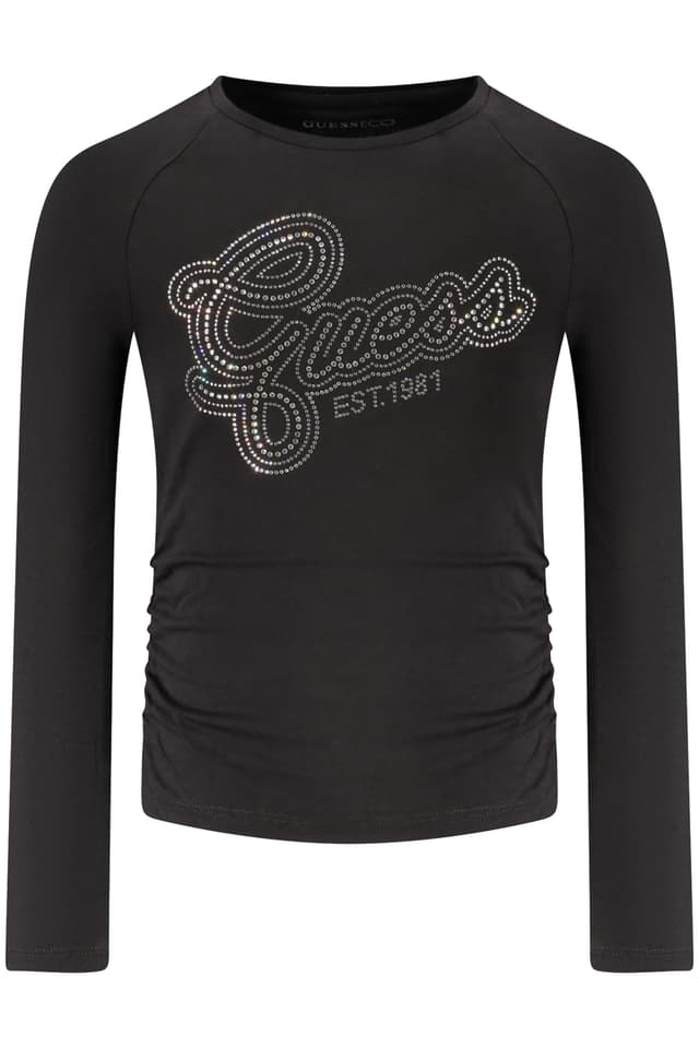 Тениска с дълъг ръкав GUESS JEANS за момичета, черна