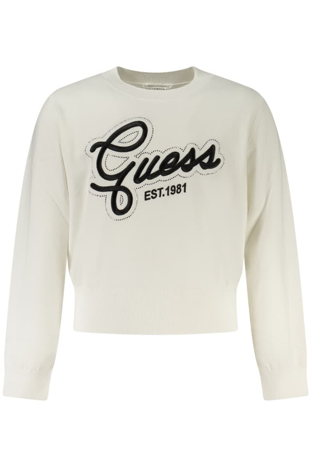 Бял пуловер GUESS JEANS за момичета