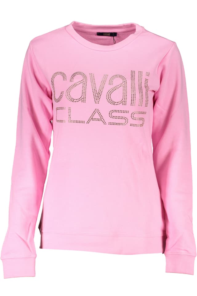 РОЗОВ ДАМСКИ СУИТШЪТ CAVALLI CLASS БЕЗ ЦИП