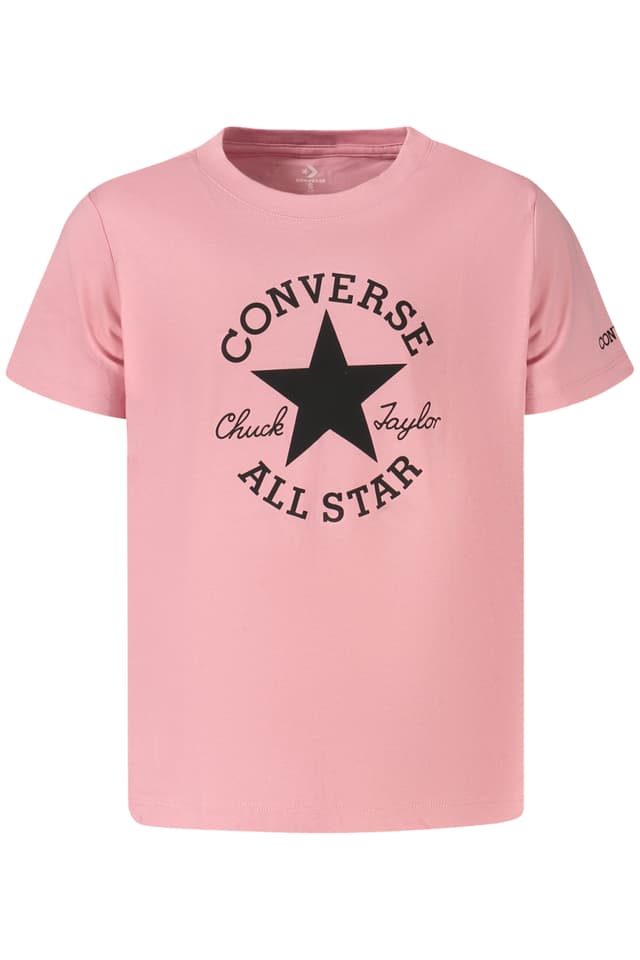Розова тениска с къс ръкав Converse за момичета