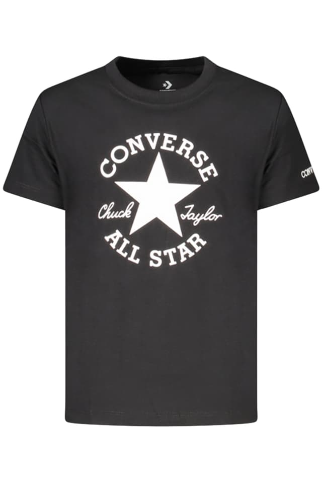 Тениска с къс ръкав Converse за момичета, черна