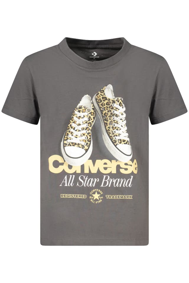 Тениска с къс ръкав Converse за момичета, сива