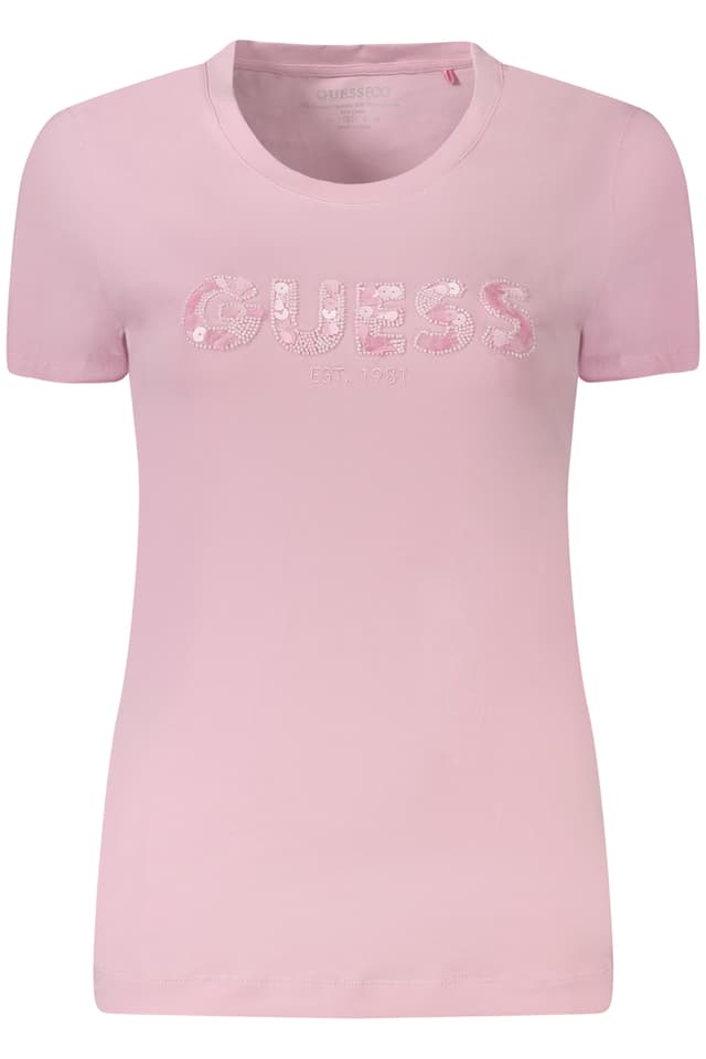Дамска тениска с къс ръкав GUESS JEANS, розова